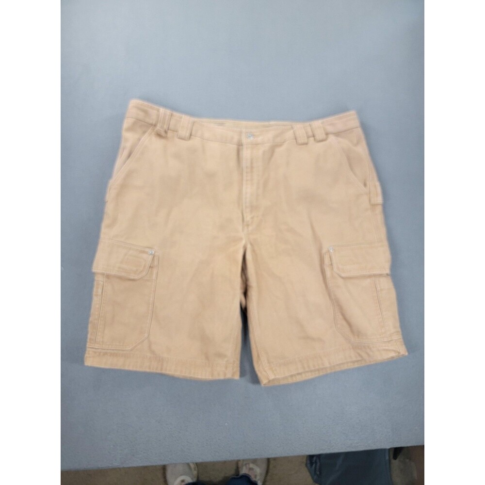 Duluth Trading Shorts Mens 48 Khaki Cargo Canvas Work Utility Pockets Heavy Duty